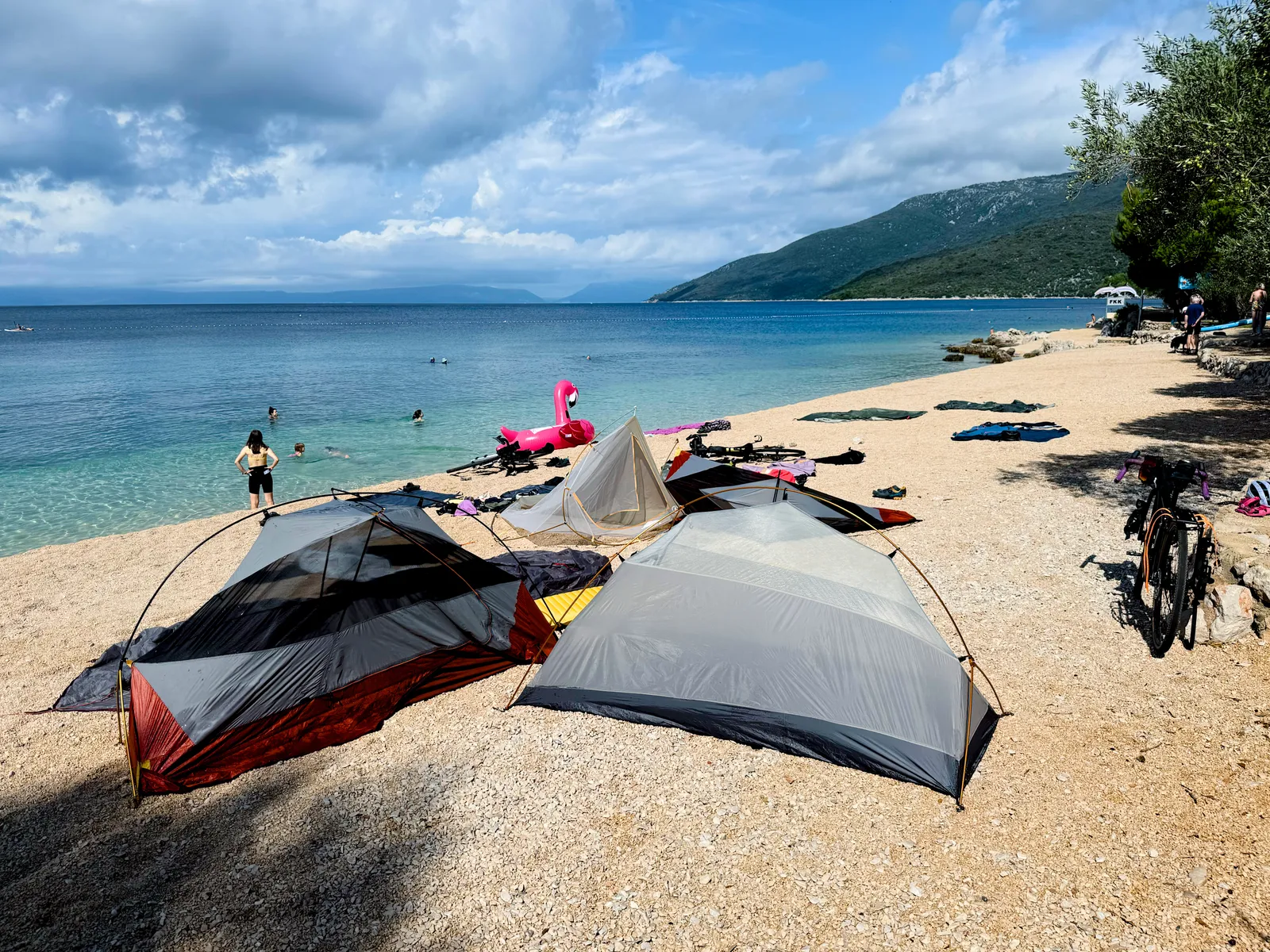 Rallied a party to dry the tents